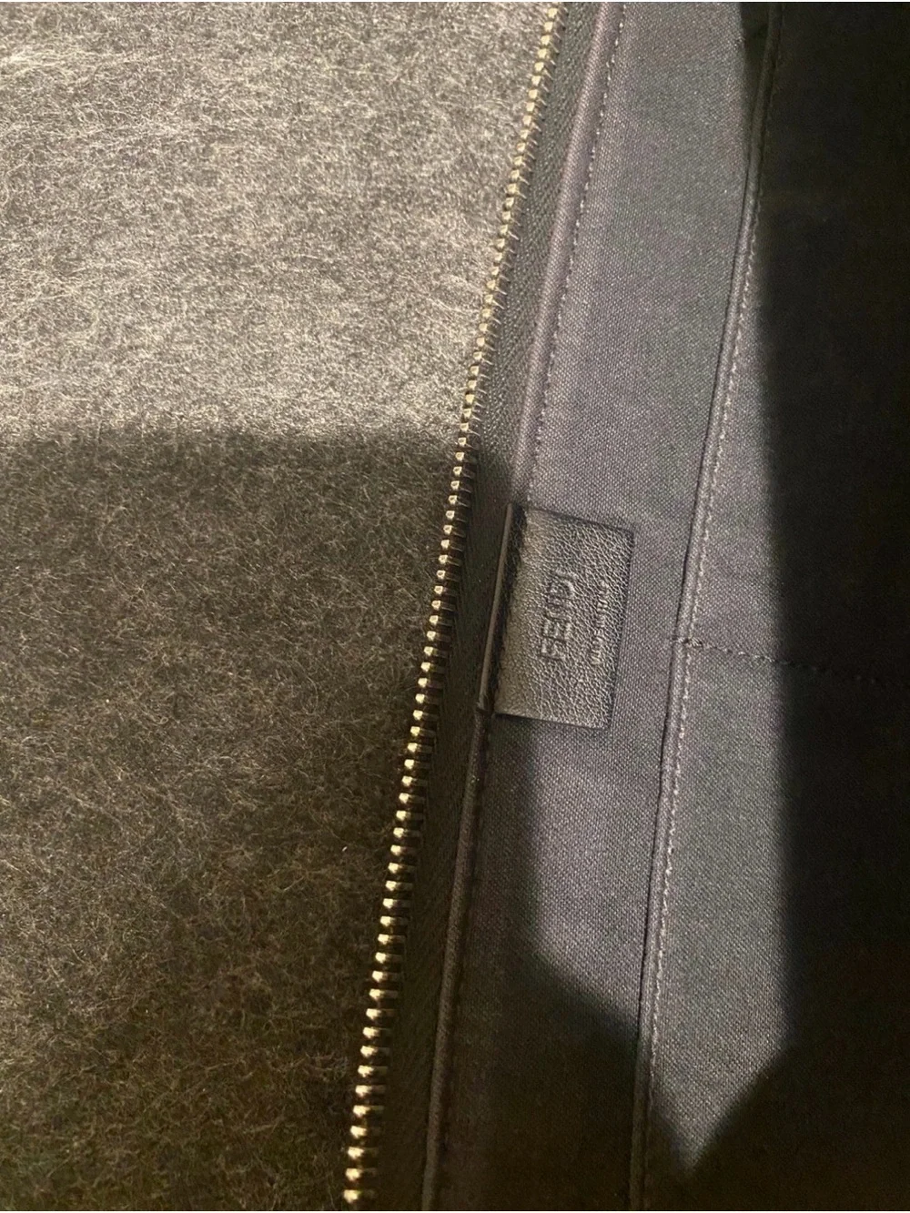 FENDI Black Saffiano Leather Karlito Flat Clutch Bag